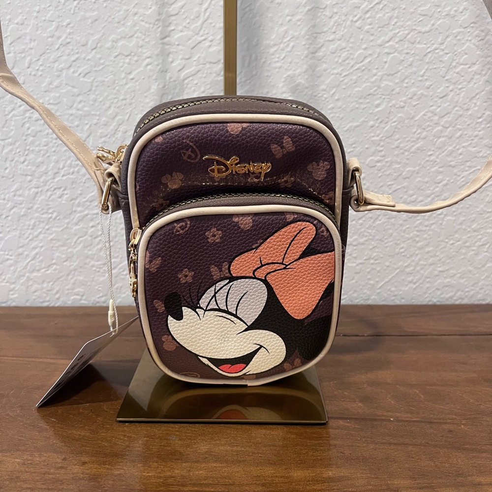NWT Disney Minnie Mouse Crossbody Bag in Brown and Cream